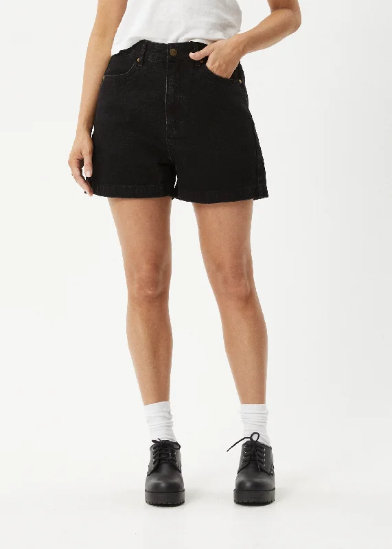 AFENDS Womens Seventy Threes - Denim Shorts - Washed Black