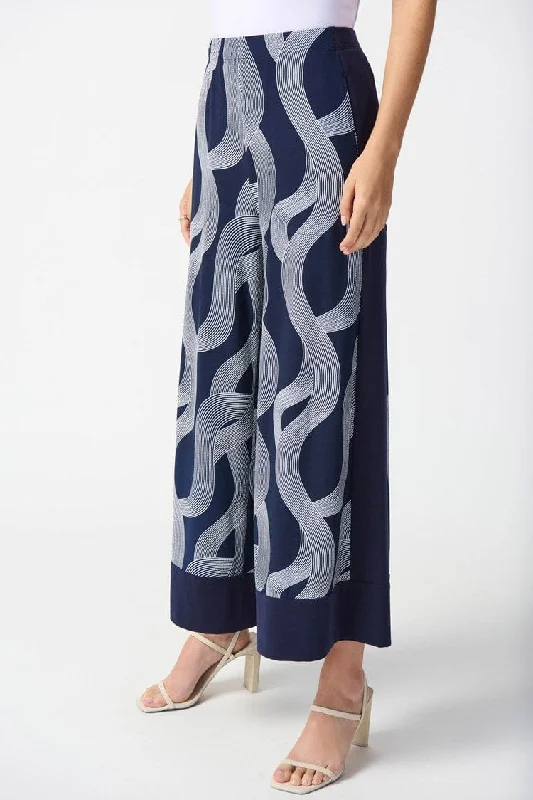 Joseph Ribkoff Silky Knit Abstract Print Wide-Leg Pants - 242144